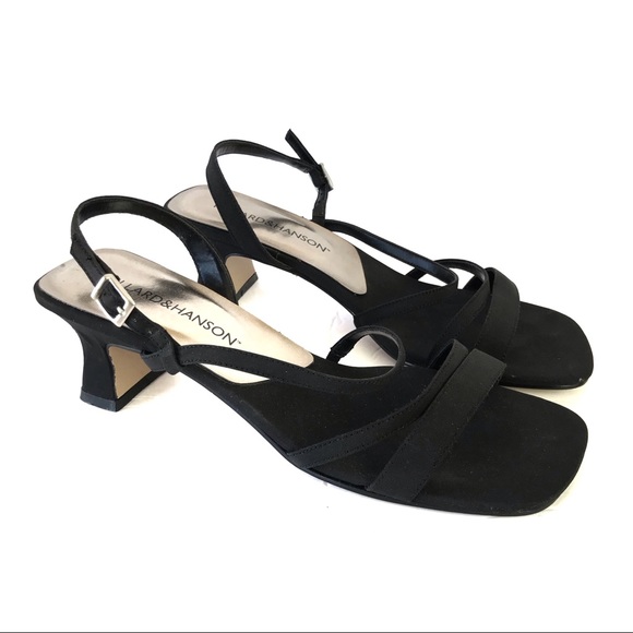 Vintage Y2K Black Square Toe Heeled Sandals